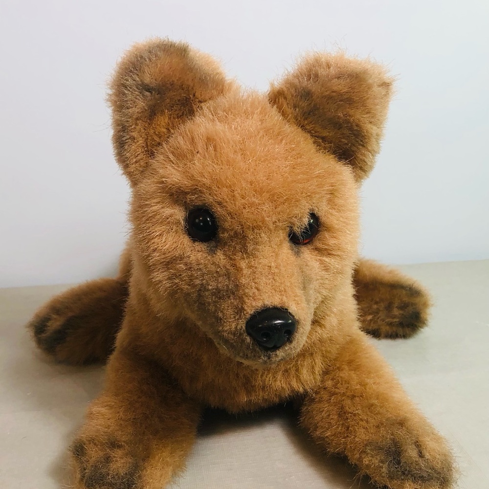 Vtg 1985 Gund GERMAN SHEPHERD Dog 20 inches Plushy Stuffed Animal Suede Paws